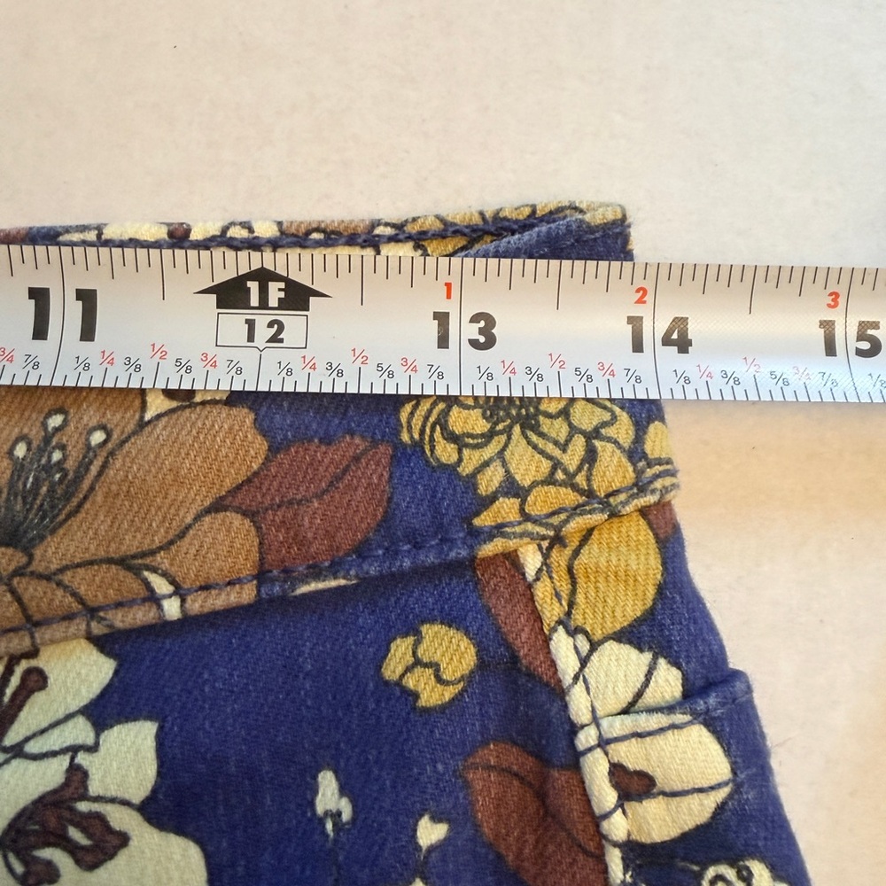 MOTHER Size 28 Rider High Waist Ankle Straight Leg Jean Buncha Blooms Blue Brown - Picture 12 of 14